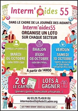 LOTO avec Interm'Aides le 8 oct. à Baâlon